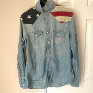 Men's Ralph Lauren denim & supply american Blue Flag Chambray Western Shirt